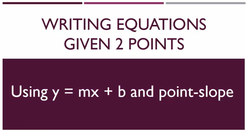 Writing Equation: Given 2 points